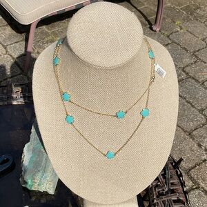 Turquoise Enamel Daisy 20 Inch Necklace